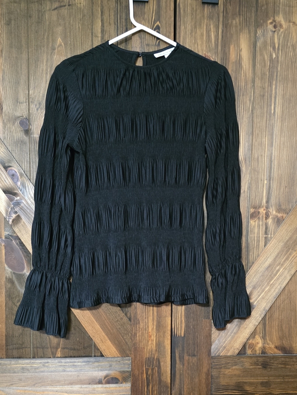 Prologue Black Smocked Long-Sleeve Top